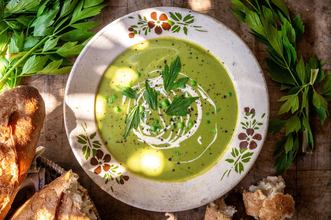 Pea & Lovage Soup Recipe | The Farm Kitchen cookbook by Abby Allen | Abby Loves Recipes