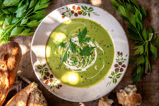 Pea & Lovage Soup Recipe | The Farm Kitchen cookbook by Abby Allen | Abby Loves Recipes