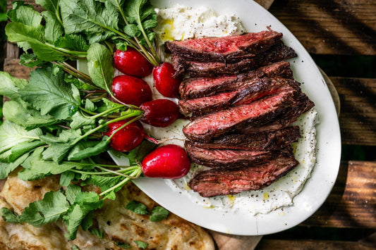 Bavette Steak with Labneh, recipe from The Farm Kitchen by Abby Allen