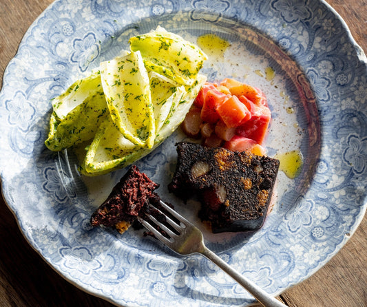 Black Pudding with Rhubarb & Chicory Recipe | Abby Loves