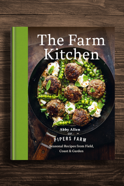 The Farm Kitchen by Abby Allen - a sustainable cookbook celebrating British produce, seasonal cooking, and food ethics in the UK.