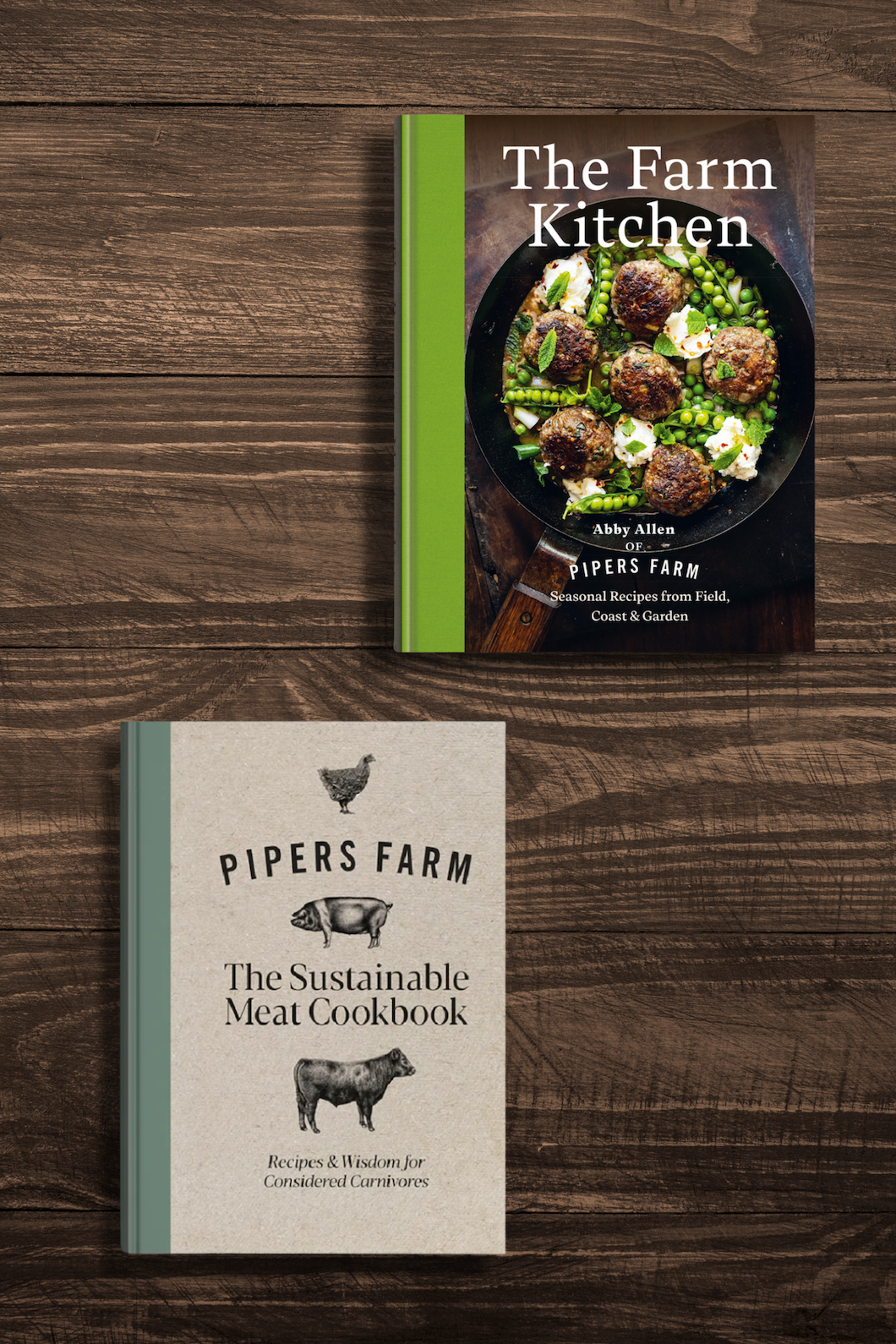 The Seasonal Kitchen Bundle by Abby Allen, featuring The Farm Kitchen and The Sustainable Meat Cookbook by Abby Allen, focused on seasonal, sustainable British recipes.